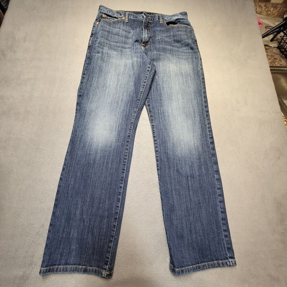 Lucky Brand Jeans‎ Mens 32x30 Blue 429 Classic Straight Distressed Stretch Denim